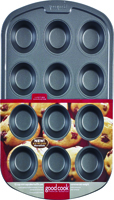 Goodcook 04031 Muffin Pan, 12-Compartment, Steel