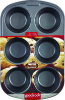 Goodcook 04033 Muffin Pan, 6-Compartment, Steel