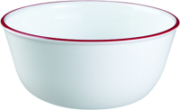 OLFA 1060572 Soup/Cereal Bowl, Vitrelle Glass, Red/White, For Dishwashers