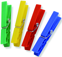 Honey-Can-Do Clothespin, Plastic, Blue/Green/Red/Yellow