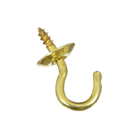 National Hardware N119-602 Cup Hook, 0.2 in L Thread, Brass