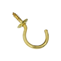 National Hardware N119-701 Cup Hook, 0.48 in L Thread, Brass