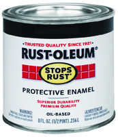 RUST-OLEUM STOPS RUST 7777730 Protective Enamel, Black, Satin, 0.5 pt Can