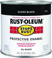RUST-OLEUM STOPS RUST 7779730 Protective Enamel, Black, Gloss, 0.5 pt Can