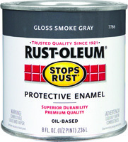 RUST-OLEUM STOPS RUST 7786730 Protective Enamel, Smoke Gray, Gloss, 0.5 pt