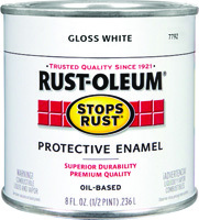 RUST-OLEUM STOPS RUST 7792730 Protective Enamel, White, Gloss, 0.5 pt Can