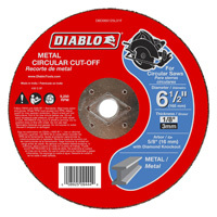 Diablo DBD065125L01F Cut-Off Wheel, Aluminum Oxide, 6-1/2 in Dia