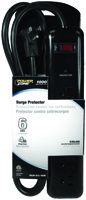 PowerZone Surge Protector Tap Strip, 125 V, 15 A, 6 Outlet, Black