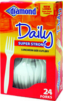 diamond 00047 Dinnerware Fork Set, Polystyrene, White, 24 Box