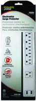 PowerZone Surge Strip, 125 V, 15 A, 6 Outlet, 4 Ft L Cord, White