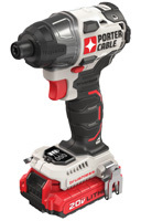 PORTER-CABLE PCCK647LB Impact Driver, 20 V Battery, 1/4 in Drive,