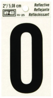 HY-KO RV-25/O Reflective Letter, Character O, 2 in H Character, Black