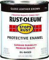 RUST-OLEUM STOPS RUST 7775502 Protective Enamel, Leather Brown, Gloss, 1 qt