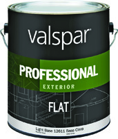 Valspar 12611 Professional Exterior House Paint, Light Base, Flat, 1 gal