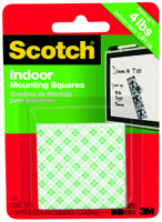 Scotch 111 Permanent Mounting Square, 1 in L, 1 in W, White