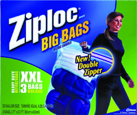 Ziploc Big Bag 71598 Flexible Tote, 20 gal Capacity, Zipper Closure,