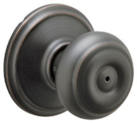 Schlage Georgian F40VGEO716 Privacy Door Knob, 1-3/8 to 1-3/4 in Thick Door,