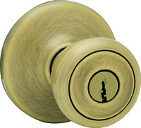 Kwikset 400T5CPK6 Keyed Entry Knob, 1-3/8 to 1-3/4 in Thick Door, Antique