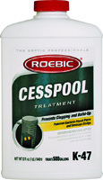 Roebic K-47 Cesspool Bacteria Treatment, 1 qt Bottle, Aqueous Solution