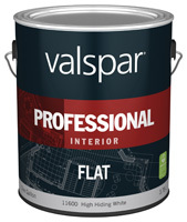 Valspar 11600 Latex, Professional Interior Paint, Flat, White, 1 gal