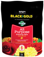 sun gro BLACK GOLD 1410102 8.00 QT P Potting Mix, Brown/Earthy, Granular
