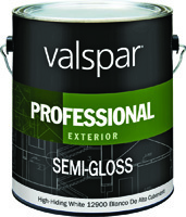 Valspar 12900 Professional Exterior House Paint, White, Semi-Gloss, 1 gal