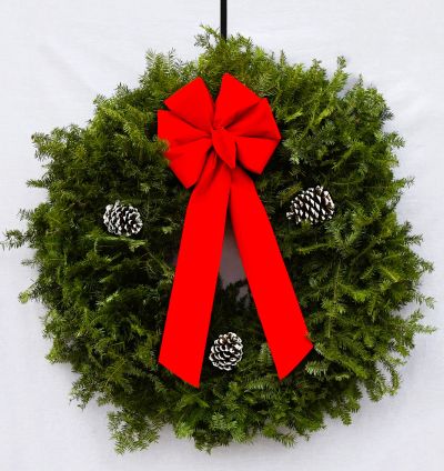 WREATH-TRADITIONAL BOW/CONE-36"