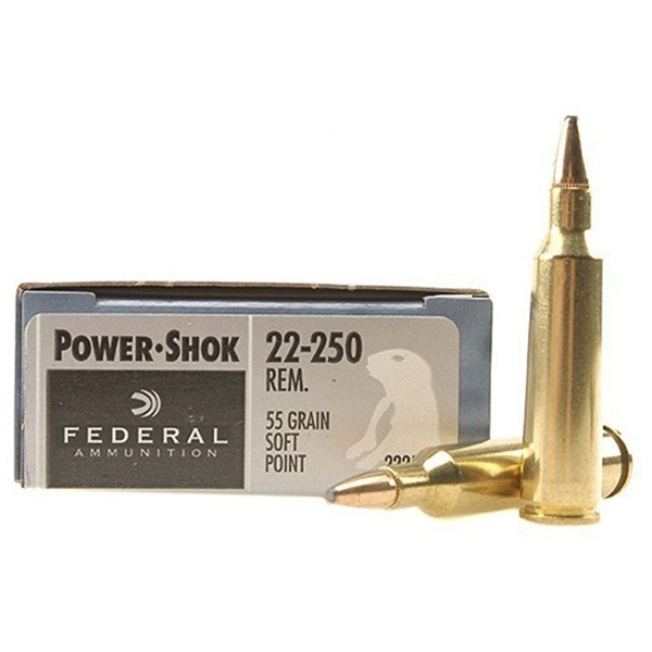 Federal Power Shok .22-250 55GR Soft Point 20 Rounds