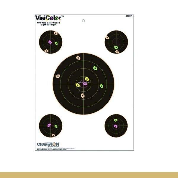 Champion VisiColor Sight-in Target with 4 Extra Bulls 8" 10 Pack