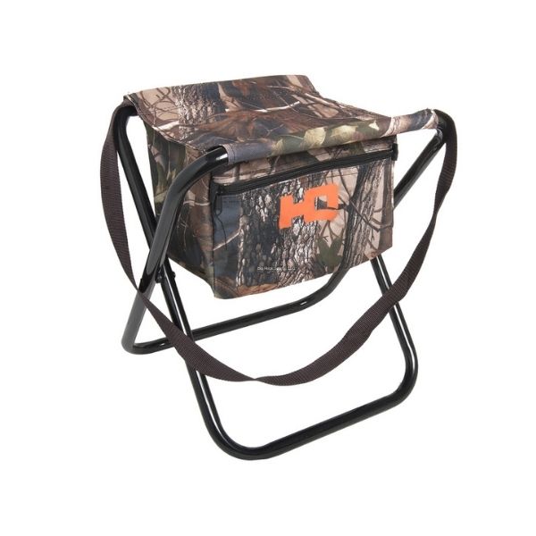 HQ Outfitters Folding Camo Stool with Storage Pocket 19mm Frame