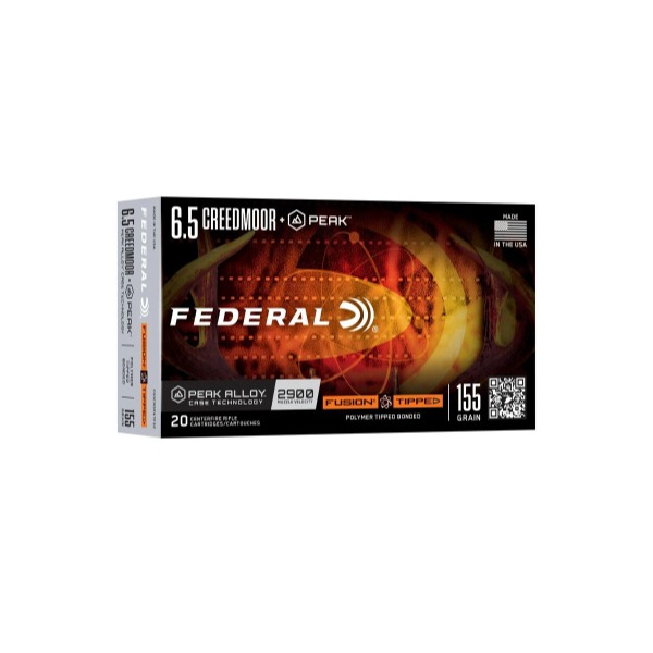Fusion Tipped Rifle, 6.5 Creedmoor +Peak, 155 Grain, Fusion Tipped, 2900 fps