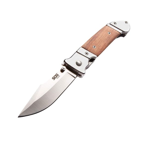 SOG Fielder Folding Knife 3.3" Blade, Wood Handles