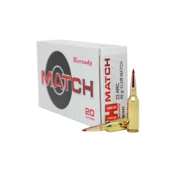 Hornady 22ARC 88GR ELD Match Ammo 20 RNDS