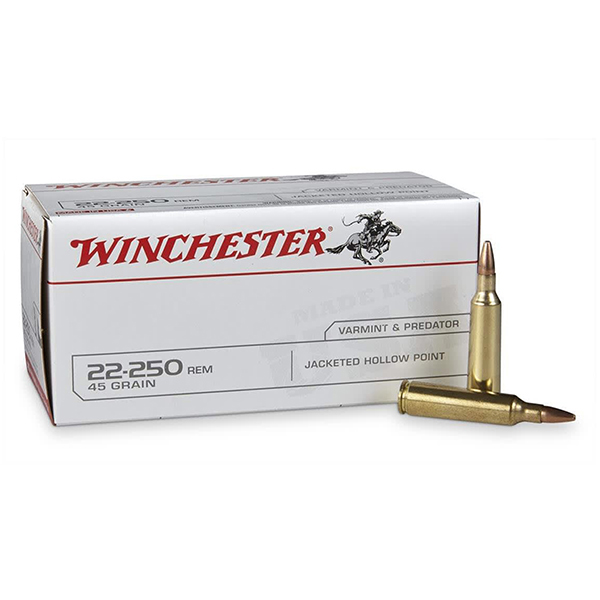Winchester Varmint and Predator .22-250 REM 45 GR JHP 40 Rounds