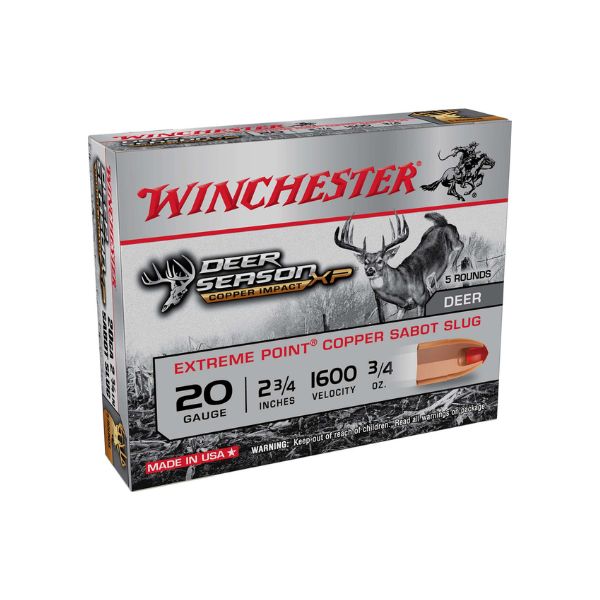 Winchester 20GA 2 3/4" 3/4OZ Copper Impact Sabot Slug Lead Free
