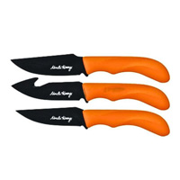 Uncle Henry Orange Handled 3-Piece Knife Set (7.25" Clip Point, 7.25" Gut