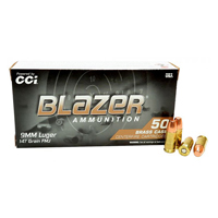 CCI  Blazer Brass 147g Pistol Ammo 9mm