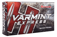 Hornady Varmint Express Rifle Ammo 22-250 REM, V-MAX, 50 Grains, 3800 fps,