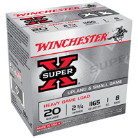 Winchester Super X Small Game 20GA #8 Lead Shot 2-3/4" 1oz 25 Rounds