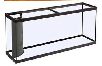 MARINELAND 125 GALLON CORNER FLO TANK W/ 2 OVERFLOWS 72x18x22, BLACK