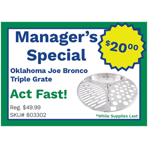 (e) Okla Joe Bronco Triple Grate