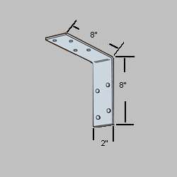 8" x 8" x 2" L-BRACKET 14 GA