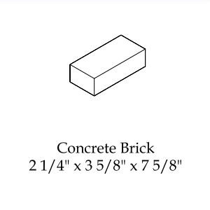 CONCRETE BRICK 2.25"x4"x8" GRAY