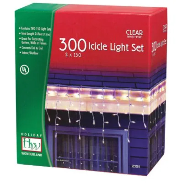 ICICLE LIGHTS 2 PK 150 CT CLEAR