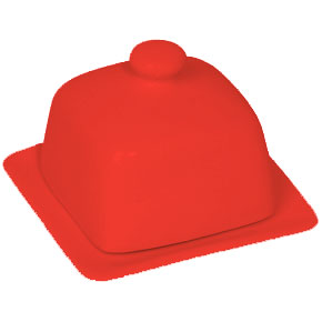 COVERED BUTTER DISH SQU RED