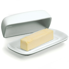 RECT BUTTER DISH W/ COVER - WHT