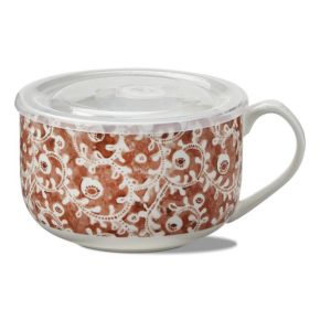 PARADISO BLOCK SOUPMUG W/LID RED