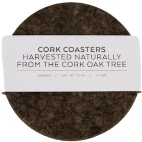 Smoked Cork Coaster Set of 4
