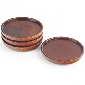 4PK SOLID WOOD ROUND COASTERS