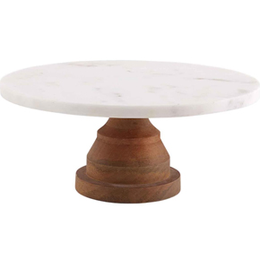 MARBLE & WOOD SERVING STAND